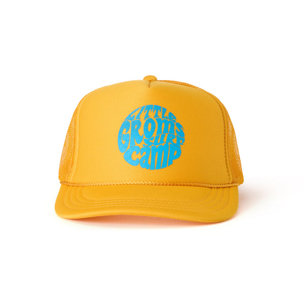 Little Groms Surf Camp trucker hat yellow